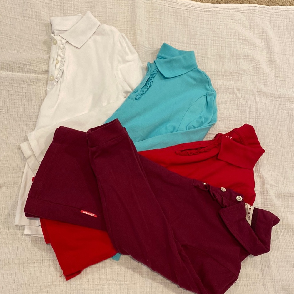 Set of 4 Girls Long Sleeve Polos